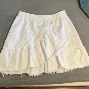 White Frayed Denim Skirt Women